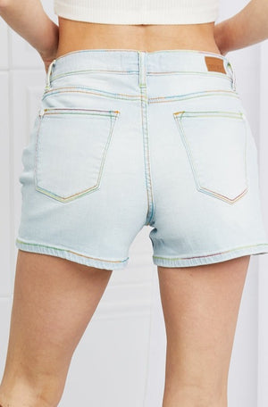 Judy Blue Contrast Stitching Denim Shorts with Pockets - Online Exclusive | Sparkles & Lace Boutique