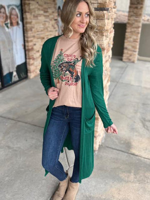 Spiced Up Emerald Green Long Cardigan