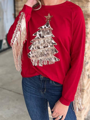 Country Christmas Tree with Fringe Detail Top