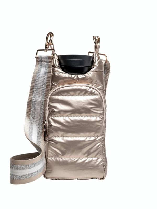 WanderFull Gold Shiny HydroBag with Gold/Silver/White Strap | Sparkles & Lace Boutique