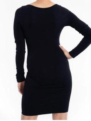 Justine Long Sleeve Scoop Neck Top/Dress - Black