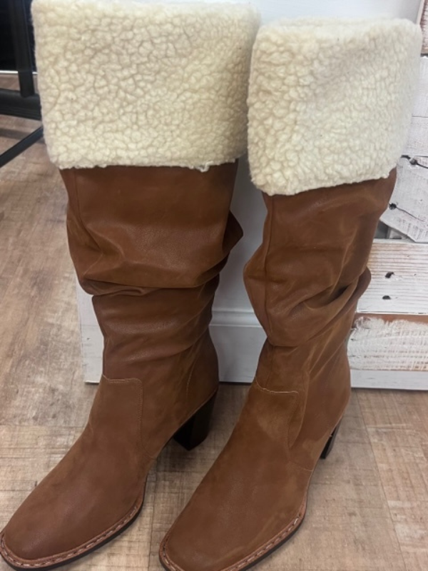 Cognac wide 2024 calf boots