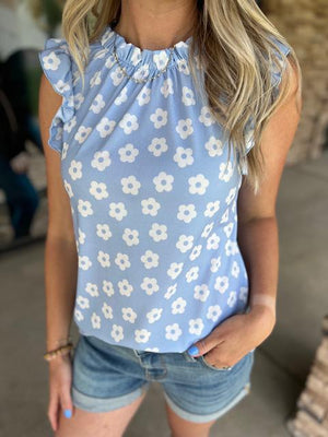 Harper Daisy Print Ruffle Cap Sleeve Top | Sparkles & Lace Boutique