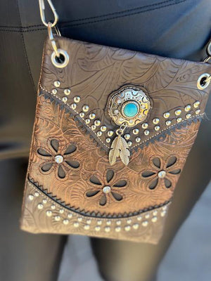 Kelsea Brown Turquoise Charm Chic Fringe Versatile Bag