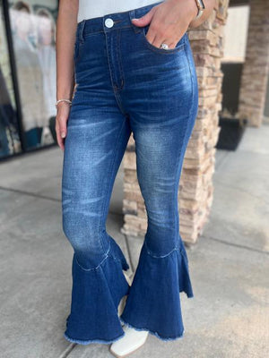 Shania Ruffled Flared Denim Jeans | Sparkles & Lace Boutique