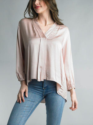 Eden Silk and Satin Top - Mauve