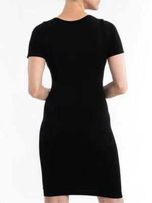 Justine Short Sleeve Scoop Neck Top/Dress - Black