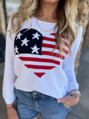 American Heart Patriotic Flag Sweater