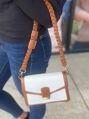 Long Weekend Braided Purse in White and Brown