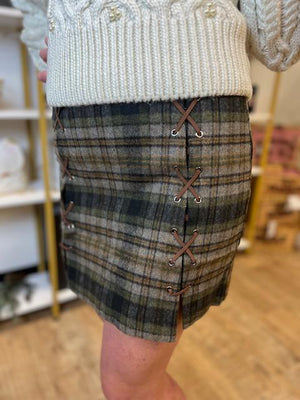 Regina Lacing Detail Plaid Mini Skirt