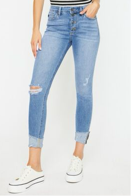 Kancan Distressed Button Fly Jeans