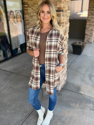 Whitley Flannel Dress/Tunic in Brown Plaid