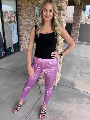 Roxie Lilac High-Rise Metallic Skinny Jean