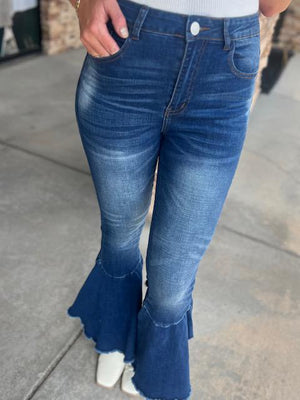 Shania Ruffled Flared Denim Jeans | Sparkles & Lace Boutique