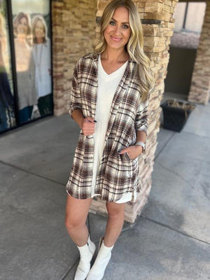 Whitley Flannel Dress/Tunic in Brown Plaid
