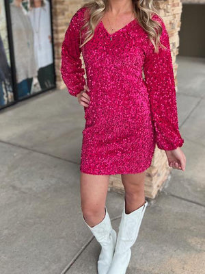 Starry Night Sequin Dress in Pink