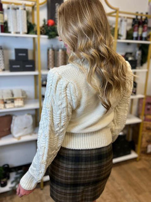 Annelle Cable Knit Cream Pearl Sweater