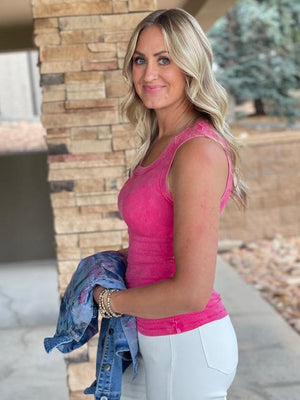 Blair Ribbed Tank in Hot Pink | Sparkles & Lace Boutique