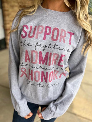 Support Admire Honor Breast Cancer Awareness Sweatshirt
