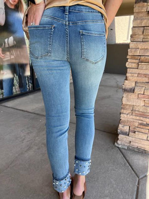 Monroe Denim Jeans with Bejeweled Cuffs