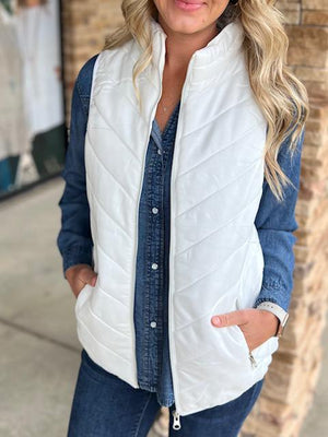 Summit White Puffy Vest with Zippered Pockets