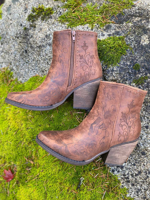 Sophia Tan Boots with Floral Inlay