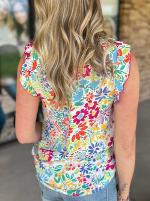 Harper Floral Print Ruffle Cap Sleeve Top | Sparkles & Lace Boutique