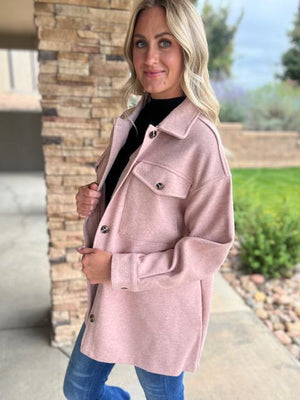Cassidy Pink Oversized Boyfriend Fleece Jacket | Sparkles & Lace Boutique