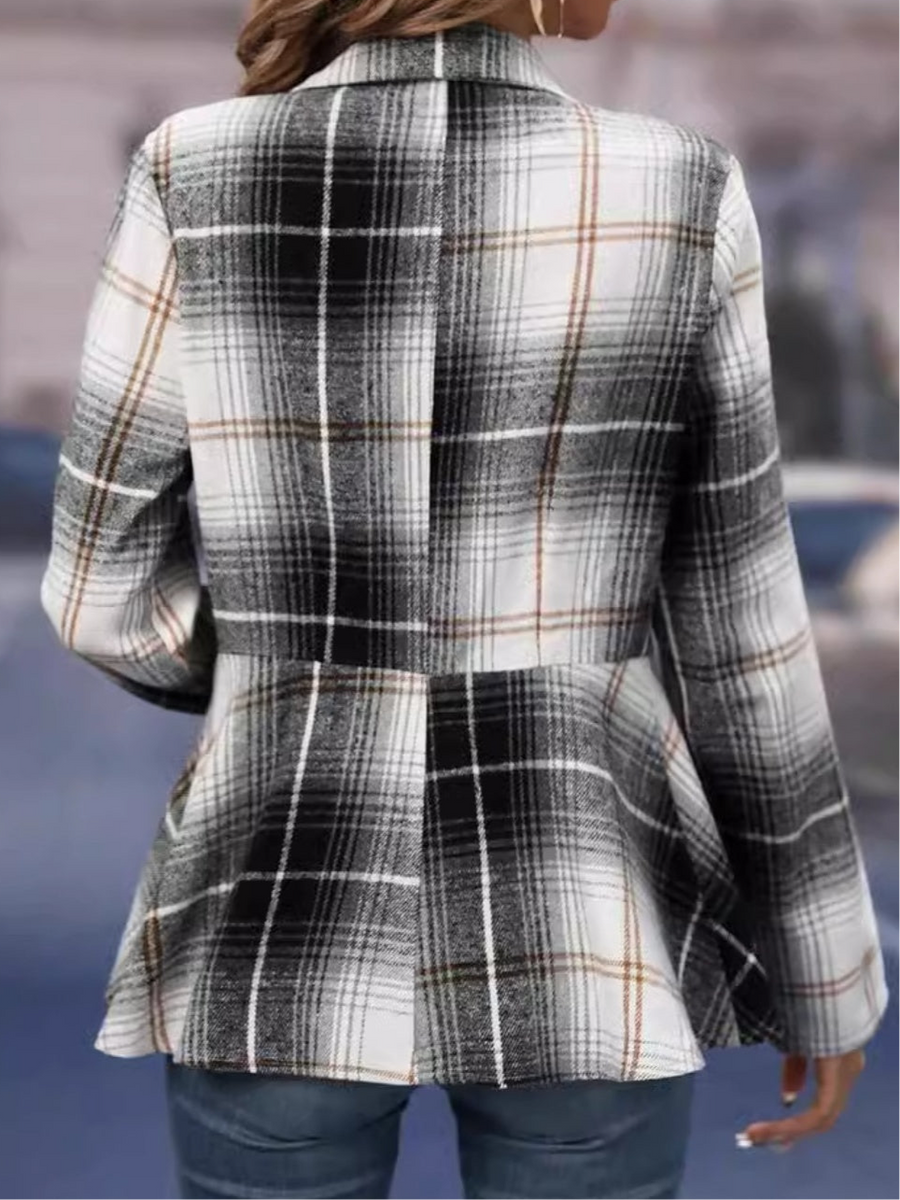 Aliya Plaid Button Up Long Sleeve Jacket