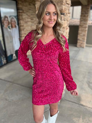 Starry Night Sequin Dress in Pink