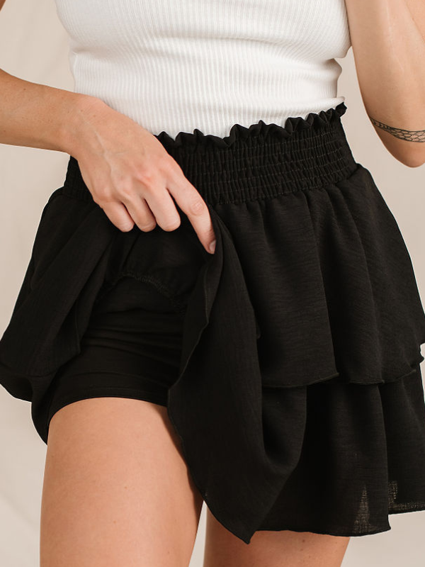 Trina Tiered Ruffled Skirt in Black | Sparkles & Lace Boutique