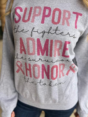 Support Admire Honor Breast Cancer Awareness Sweatshirt