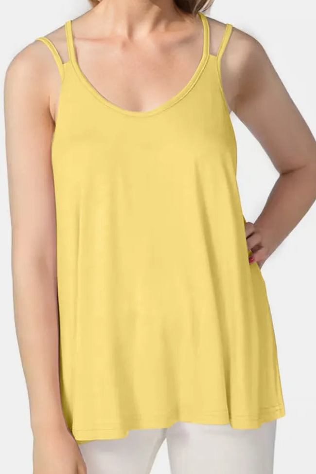 Bamboo Bliss Scoop Neck Double Spaghetti Straps Cami