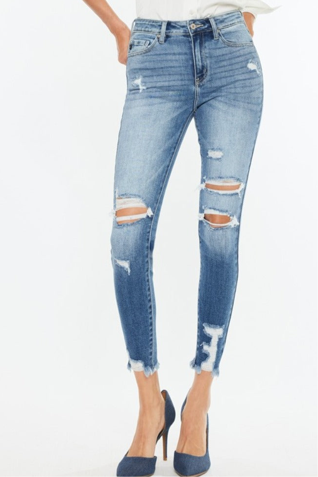 KanCan KITSON HIGH RISE Frayed Ankle hot Skinny Jeans