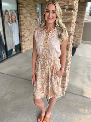 Romy Paisley Sleeveless Button Up Shirt Dress | Sparkles & Lace Boutique