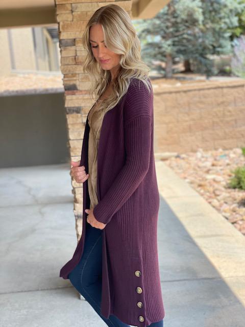 Annie Cardigan in Wine | Sparkles & Lace Boutique