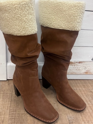 Katerina Sherpa Lined Cognac Wide Calf Boots