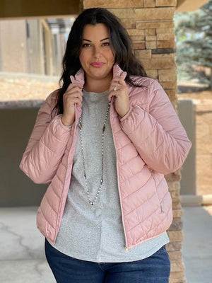 Shelby Puff Jacket in Blush | Sparkles & Lace Boutique