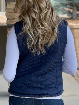 Montana Reversible Navy Vest | Sparkles & Lace Boutique