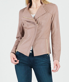Classic Liquid "Leather" Knit Jacket in Taupe by Clara Sun Woo | Sparkles & Lace Boutique
