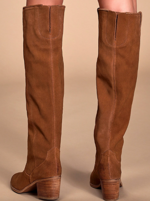 Sbicca Izzy Cognac Suede Leather Knee High Boots