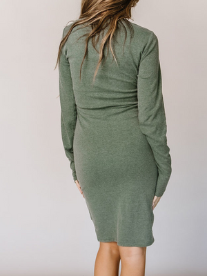 Kloee Ruched Long Sleeve Dress - Rosemary