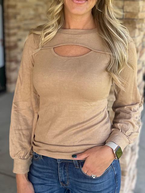 Rory Tan Cut Out Long Sleeve Top