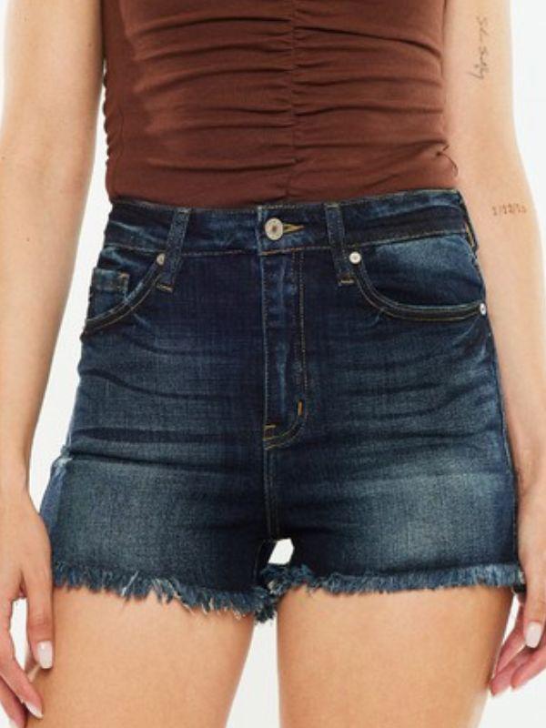 Kancan High-Rise Dark Denim Shorts