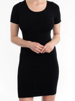 Justine Short Sleeve Scoop Neck Top/Dress - Black