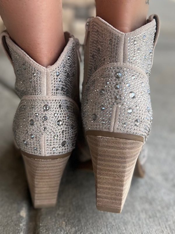 Austin Rhinestone Boots in Taupe