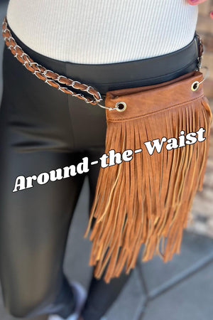 Kelsea Brown Boot Charm Chic Fringe Versatile Bag