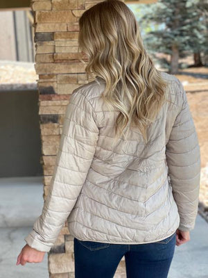 Shelby Puff Jacket in Champagne | Sparkles & Lace Boutique