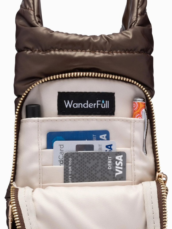 WanderFull Chocolate Brown Shiny Hydrobag with Multi-Strap Options