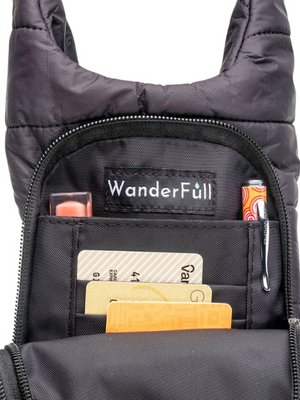 WanderFull Black Matte HydroBag with Gray/Black/White Strap | Sparkles & Lace Boutique